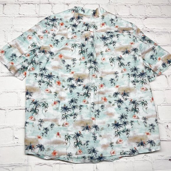 Bonpoint Tropical Print 100% Cotton Size 10 Button Up Palm Tree / Hibiscus Patte - Picture 6 of 7